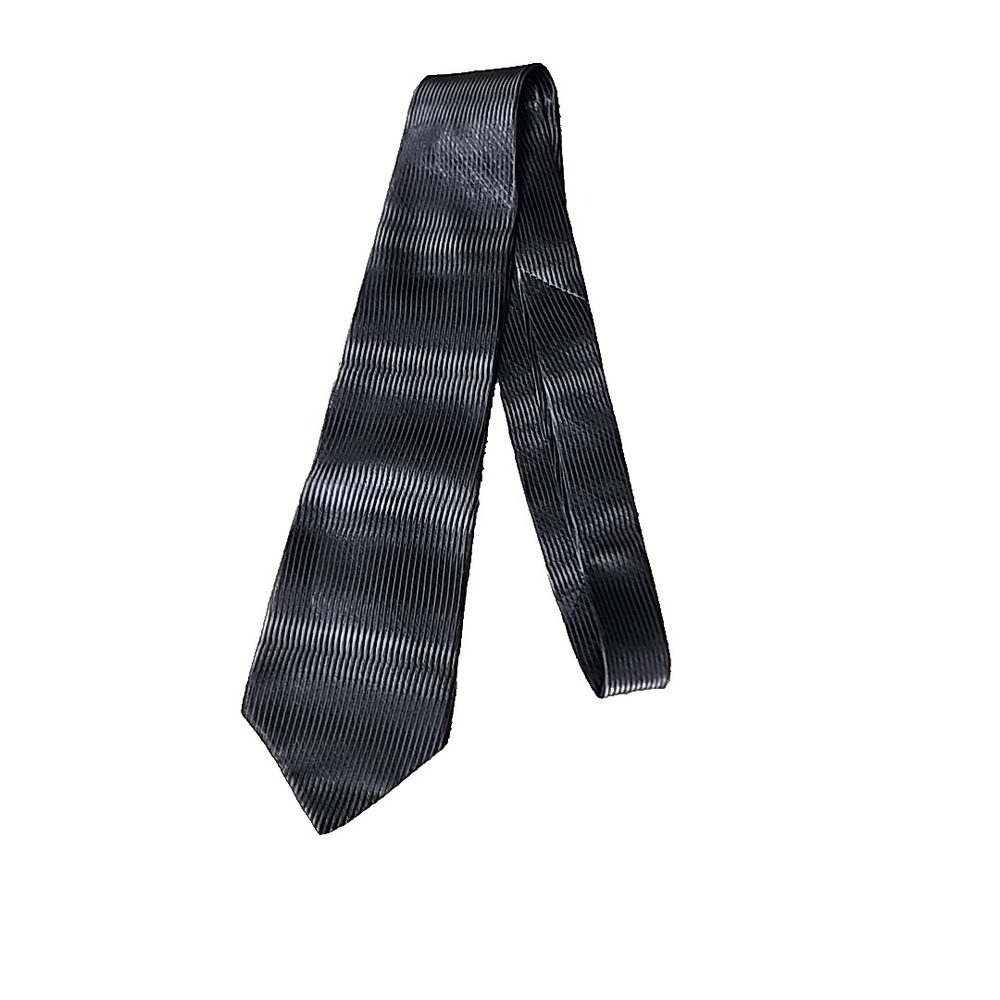 Milano Uomo Silk Necktie Tie Classic USA Charcoal Gray 58" Preppy Wedding Office